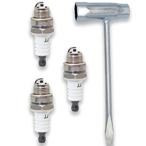 GREPSPUD 3pcs BPMR7A L7T Spark Plugs with Chainsaw Scrench