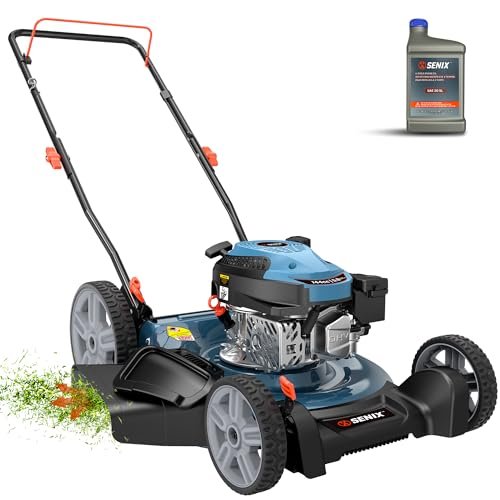 SENIX 21-Inch Gas Lawn Mower, 144CC rear discharge vs side discharge finish mower - SENIX 21-Inch Gas Lawn Mower, 144CC